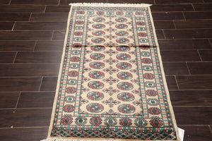 3'2" x 4'11” Hand Knotted Wool Bokhara with Silky Sheen Oriental Area Rug Beige - Oriental Rug Of Houston