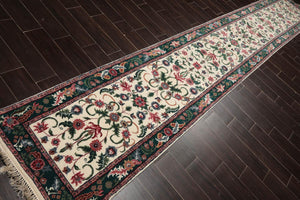 2'7" x 16' Runner Hand Knotted 100% Wool Traditional Oriental Area Rug Cream - Oriental Rug Of Houston