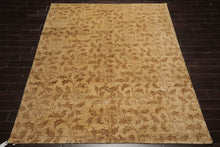 8x10 Gold, Brown Hand Knotted 100% Wool Tibetan Transitional Oriental Area Rug