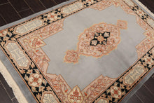 4' x 6' Hand Knotted Wool S.Fine French Aubusson Savonnerie Area Rug Gray