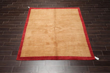 6'4'' x 7'5'' Square Hand Knotted Wool Tibetan Modern Oriental Area Rug Gold/Red - Oriental Rug Of Houston
