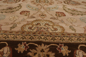9'x12'2'' Beige, Brown Hand Knotted 100% Wool Agra Traditional Oriental Area Rug