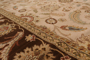 9'x12'2'' Beige, Brown Hand Knotted 100% Wool Agra Traditional Oriental Area Rug