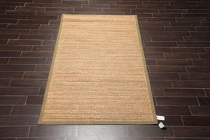 5' x 8' Hand Knotted Jute & Rayon Solid Traditional Oriental Area Rug Tan