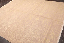 8' x 10' Hand Knotted Designer Flat & Cut Pile Tibetan Oriental Area Rug Light Brown, Light Gold