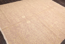 8' x 10' Hand Knotted Designer Flat & Cut Pile Tibetan Oriental Area Rug Light Brown, Light Gold