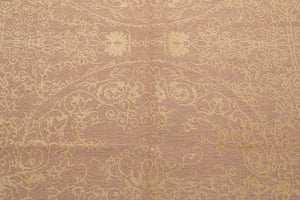 8' x 10' Hand Knotted Designer Flat & Cut Pile Tibetan Oriental Area Rug Light Brown, Light Gold - Oriental Rug Of Houston