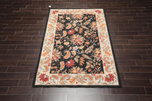 5'3'' x 8'3'' Handmade Hand Hooked 100% Wool Floral Area Rug Charcoal