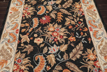 5'3'' x 8'3'' Handmade Hand Hooked 100% Wool Floral Area Rug Charcoal - Oriental Rug Of Houston