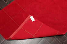4' x 6' Hand Knotted 100% Wool Tibetan solid Squares 150 KPSI Area Rug Red - Oriental Rug Of Houston