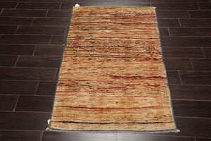 3'6''x5' Beige, Tan Hand Knotted 100% Wool Peshawar Traditional Oriental Area Rug