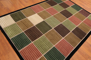 5'5" x 8'1" Hand Knotted Modern 100% Wool High Low Pile Tibetan Area rug Black - Oriental Rug Of Houston