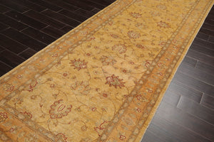 4'7''x12'5'' Runner Beige, Gold Hand Knotted Persian 100% Wool Chobi Peshawar Traditional  Oriental Area Rug
