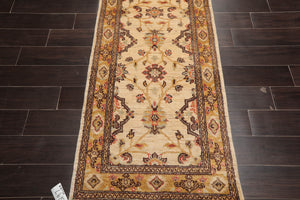 2'11''x13'8'' Runner Beige,Gold Hand Knotted Persian 100% Wool Chobi Peshawar Traditional  Oriental Area Rug