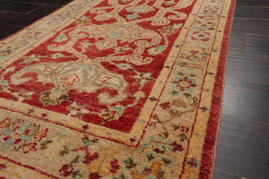 2'9''x13'11'' Runner Rust,Beige Hand Knotted Persian 100% Wool Chobi Peshawar Traditional  Oriental Area Rug