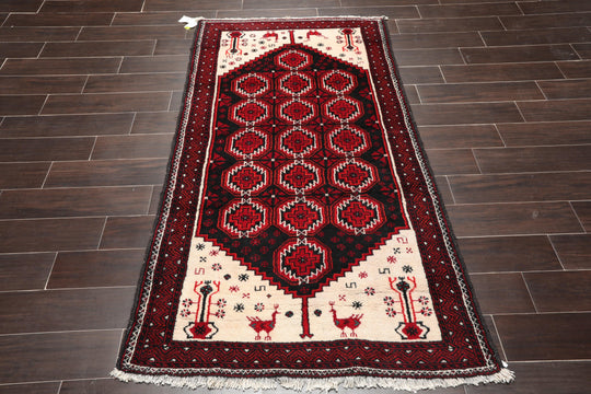 3'9" x 6'4" Hand Knotted Traditional 100% Wool Tribal Oriental Area Rug Black