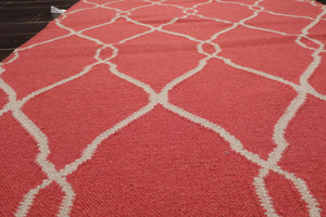 4x6 Coral, Beige Hand Knotted Flatweave Kilim 100% Wool Kilim Modern & Contemporary Oriental Area Rug