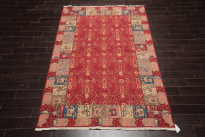 6x9 Rust, Mint Hand Knotted Soumak 100% Wool Nourison Nourmak Traditional Oriental Area Rug