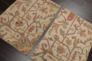 2' x 3' set of two Handmade 100% Wool Transitional Oriental Area Rug Beige, sage - Oriental Rug Of Houston
