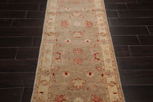 2'8''x9'9'' Runner Taupe, Beige Hand Knotted 100% Wool Chobi Peshawar Traditional Oriental Area Rug