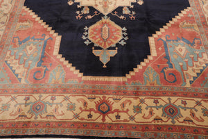 8'11'' x 11'8" Hand Knotted Wool Rare Romanian Seraapi Traditional Area Rug Navy