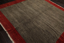 Square Mossy Gray,Rusty Red Hand Knotted Gabbeh 100% Wool Gabbeh Traditional  Oriental Area Rug