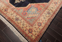 8'11'' x 11'8" Hand Knotted Wool Rare Romanian Seraapi Traditional Area Rug Navy - Oriental Rug Of Houston