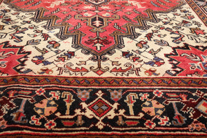 5' x 6'5" Hand Knotted Traditional 100% Wool Herizz Oriental Area Rug Red Ivory