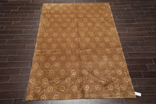 6' x 9'Hand Knotted S.Fine Wool & Silk Tibetan Oriental Area Rug Traditional Tan