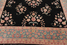 7'8'' x 9'8'' Hand Knotted Wool Rare Romanian Saroukk Traditional Area Rug Black