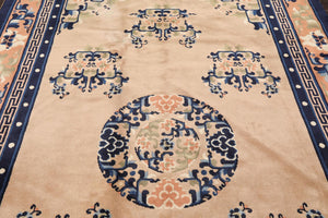 5' x 8'1'' Vintage Hand Knotted Oriental Wool Chinese Art Deco Area Rug Beige