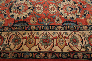 11'5''x16'6'' Palace Salmon, Ivory Hand Knotted 100% Wool Mahal Arts & Crafts Oriental Area Rug
