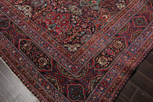 Antique 9'5'' x 13'6'' Hand Knotted 100% Wool Mashaad Traditional Area Rug Navy