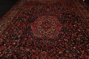 12'3''x16'8'' Palace Midnight Blue, Coral Hand Knotted Persian 100% Wool Traditional Oriental Area Rug