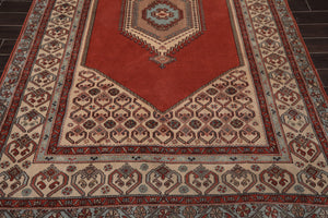 6'6" x9'9" Hand Knotted Wool 200 KPSI Hamadaan Vegetable Dyes Oriental Area Rug Terracotta - Oriental Rug Of Houston