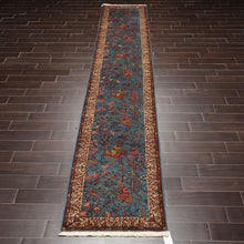 2'7''x14'6'' Runner Hand Knotted Wool Rear Romanian Pictorial Hunting Area Rug Teal - Oriental Rug Of Houston