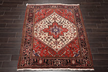 5'3" x 6'4" Hand Knotted Wool Herizz Vegetable dyes Oriental Area Rug Ivory - Oriental Rug Of Houston