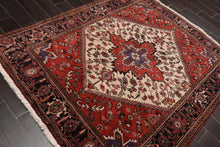 5'3" x 6'4" Hand Knotted Wool Herizz Vegetable dyes Oriental Area Rug Ivory - Oriental Rug Of Houston