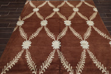 6' x 9' Hand Knotted Trellis Wool & Silk Tibetan Oriental Area Rug Brown