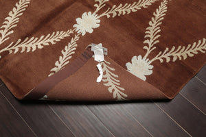 6' x 9' Hand Knotted Trellis Wool & Silk Tibetan Oriental Area Rug Brown