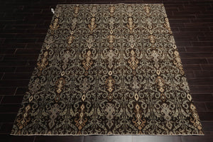 8x10 Brown Hand Knotted Tibetan 100% Wool Transitional Oriental Area Rug