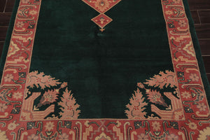 5' x 9'9'' Palace Hand Knotted Wool Rare Romanian Hamadaan Area Rug Emerald - Oriental Rug Of Houston