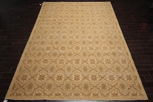 10x14 Tan Hand Knotted 100% Wool Peshawar Traditional Oriental Area Rug
