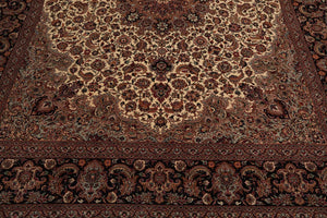 8'1” x 10’ Hand Knotted 100% Wool Pak Persian Tabriz 300 KPSI Area Rug Ivory - Oriental Rug Of Houston