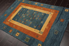 4' x 5'11" Hand Knotted 100% Wool Traditional Gabbehh Oriental Area Rug Blue - Oriental Rug Of Houston