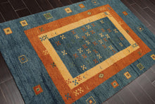 4' x 5'11" Hand Knotted 100% Wool Traditional Gabbehh Oriental Area Rug Blue - Oriental Rug Of Houston