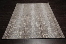 8' x 10' Handmade Wool Designer Animal Print Antelope Oriental Area Rug Gray - Oriental Rug Of Houston