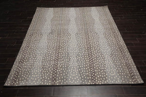 8' x 10' Handmade Wool Designer Animal Print Antelope Oriental Area Rug Gray