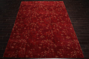 9x12 Rusty Red Hand Knotted Tibetan 100% Wool Michaelian & Kohlberg Modern & Contemporary Oriental Area Rug