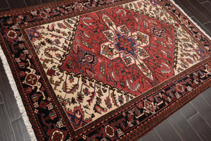 5' x 6'6" Hand Knotted 100% Wool Traditional Herizz Oriental Area Rug Rust - Oriental Rug Of Houston